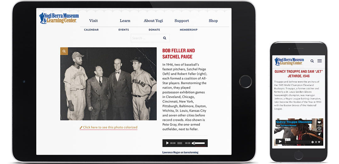 Yogi Berra Museum and Learning Center curriculum materials on tablet and phone.