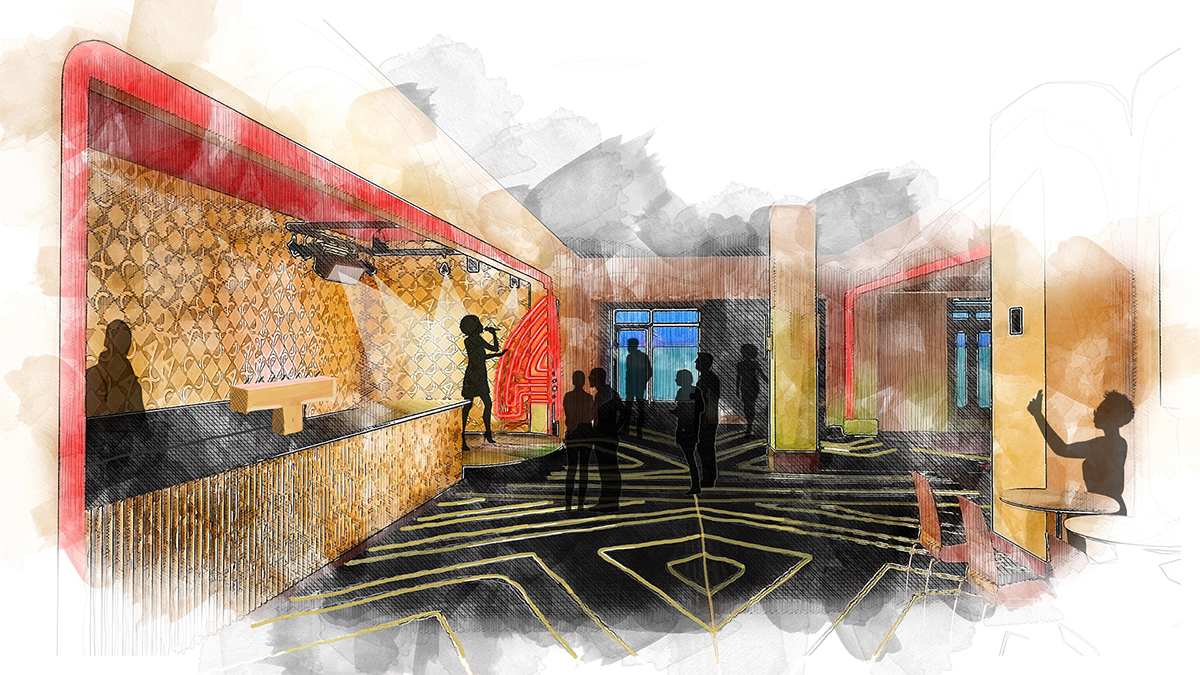 Artist rendering of a concept for the Apollo Lobby.